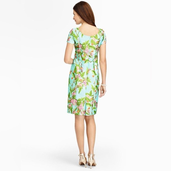 Talbots Botanical Flowers Cap Sleeve Sheath Cocktail Dress sz. 8 - Picture 4 of 12